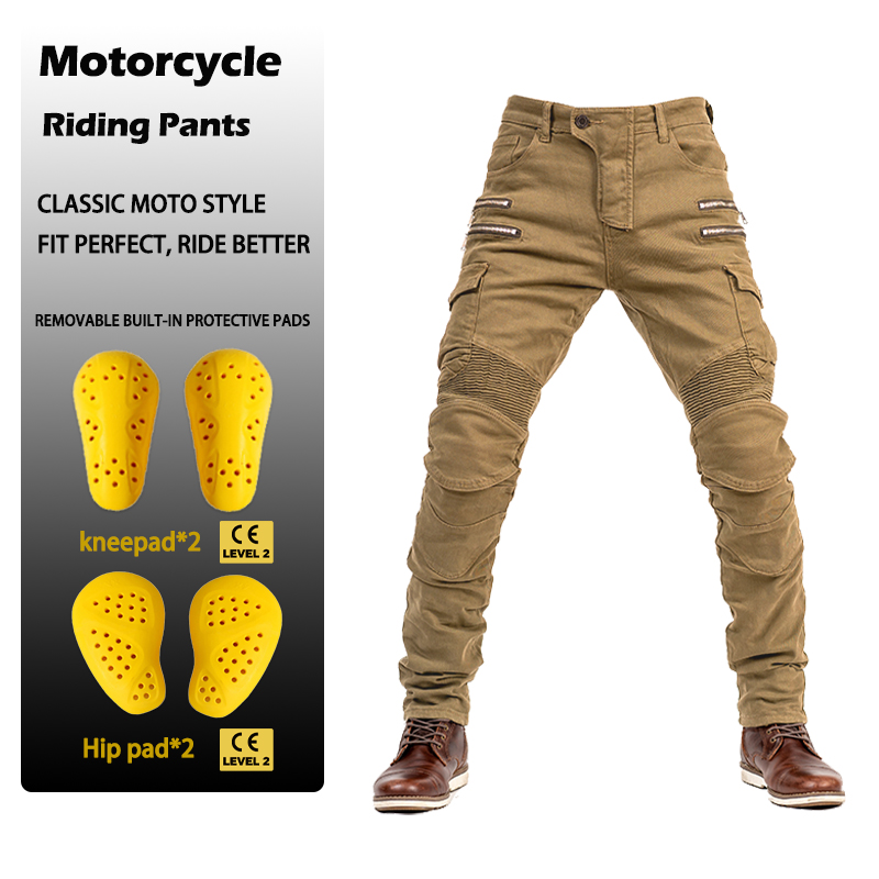 Motorcycle Gear Jeans - Men Women Slim Fit Zipper Denim