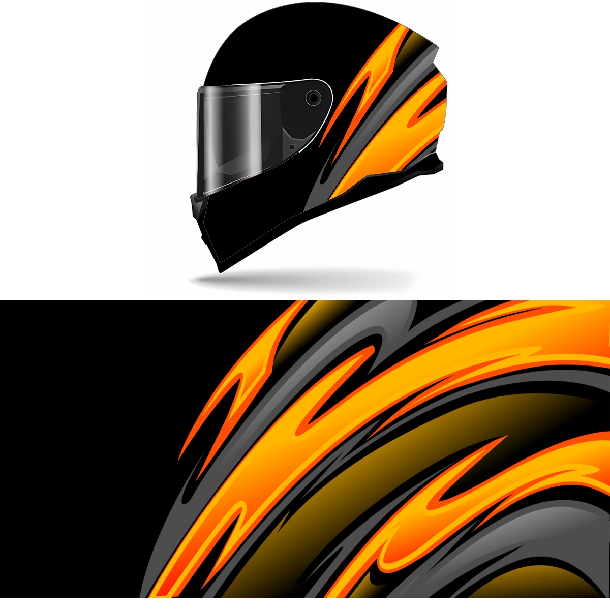 Motorcycle Gear Yellow - Abstract Yellow Curve Full Helmet Wrap