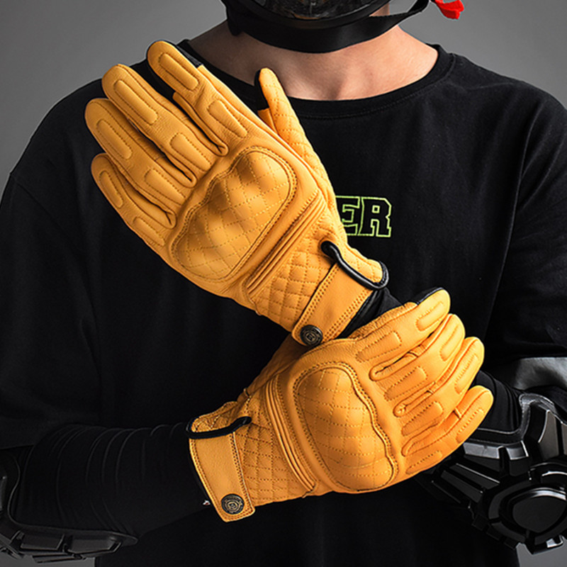 Retro Leather Motorcycle Glove - огляд і ціна Motorcycle Gear Yellow