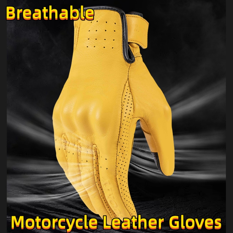 Non-Perforated Yellow Retro Le - огляд і ціна Motorcycle Gear Yellow